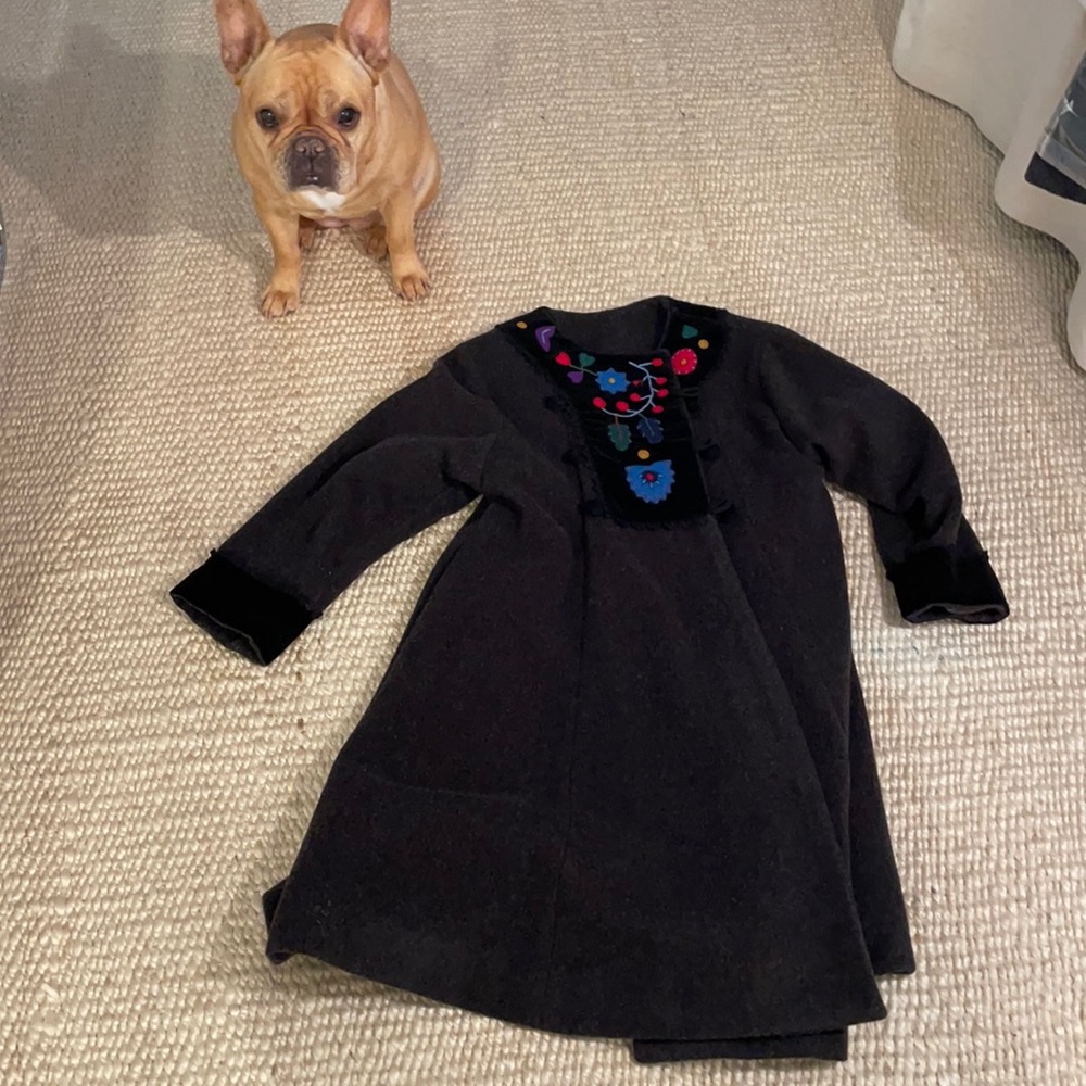 Dark grey wool Lanya child’s coat XL so ages 10-14